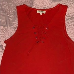 Red Cross tied crop top